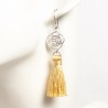 Boucle D'oreille Unique Vintage Argent Filigrané Avec Pampille - Années 70