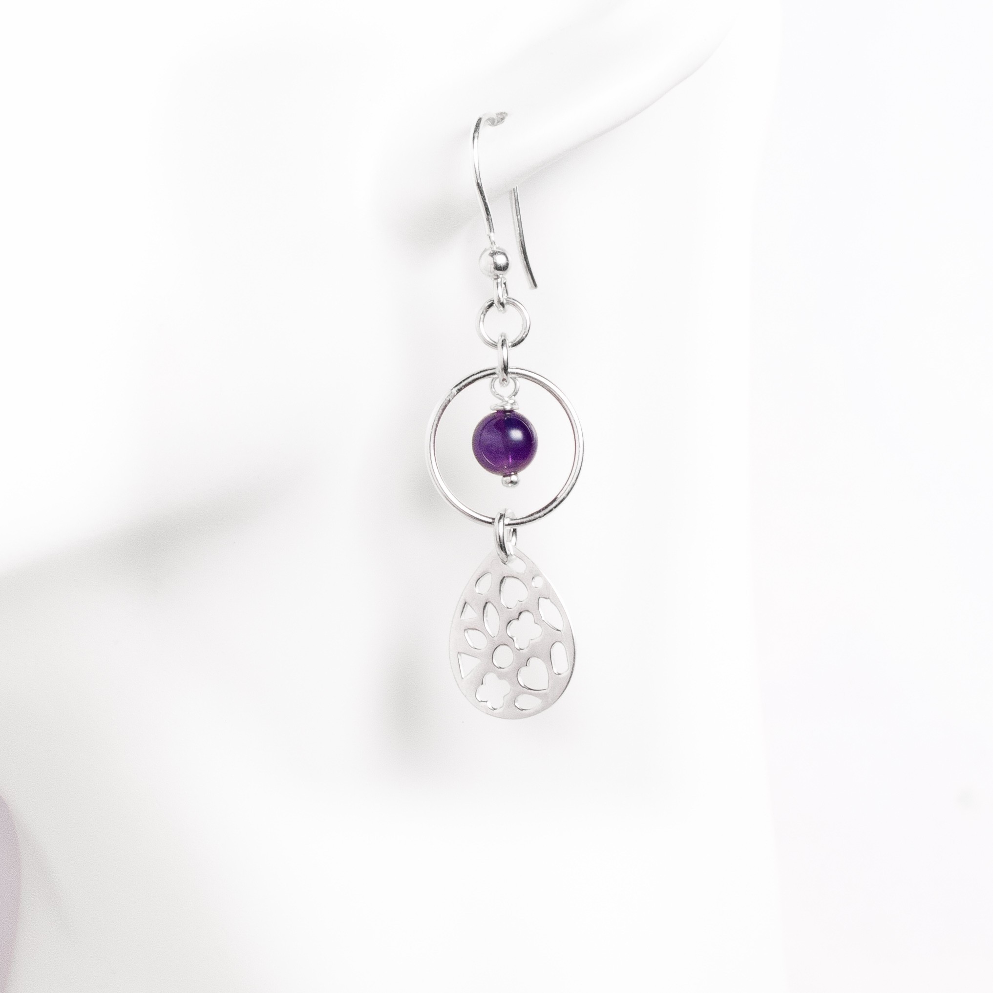 Boucles D'oreilles Pendantes Turquoise & Argent Massif - Fermoir Crochet - Neuf Sans Emballage