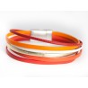 Bracelet cuir multi-brins ton corail