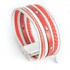 Manchette cuir multi-brins ton corail et blanc 