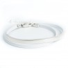 Bracelet double tour cuir et passant argent massif