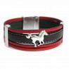 Manchette cuir rouge et cuir noir avec cheval