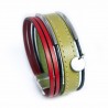 Manchette cuir vert pistache et rouge avec tubes acier